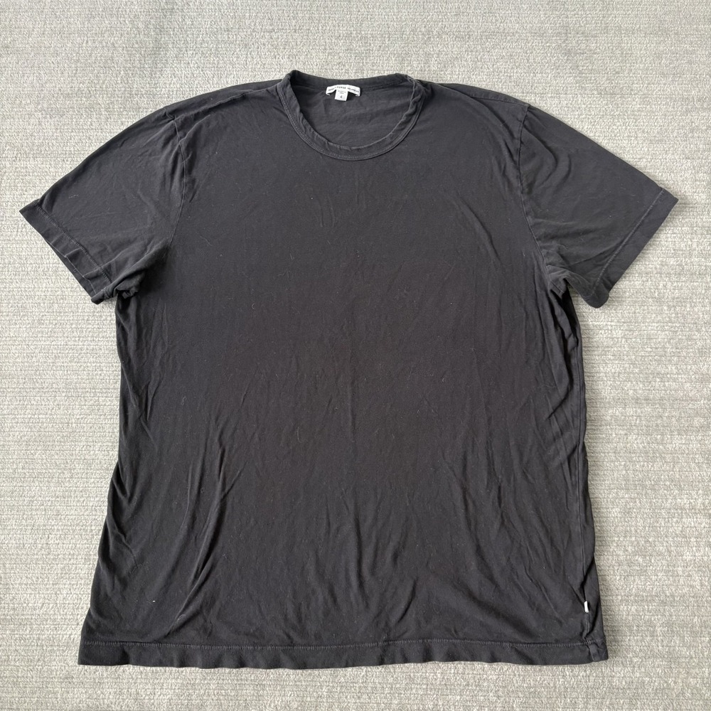 James Perse Mens T-Shirt Size 4 XL Black Short Sleeve Brushed Cotton Lotus Crew